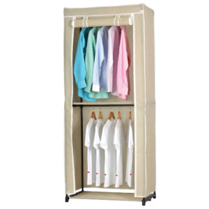Hanging fabric wardrobe 2 rails
